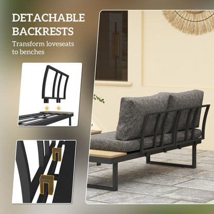Ensemble patio sectionnel aluminium modulaire 3 pièces