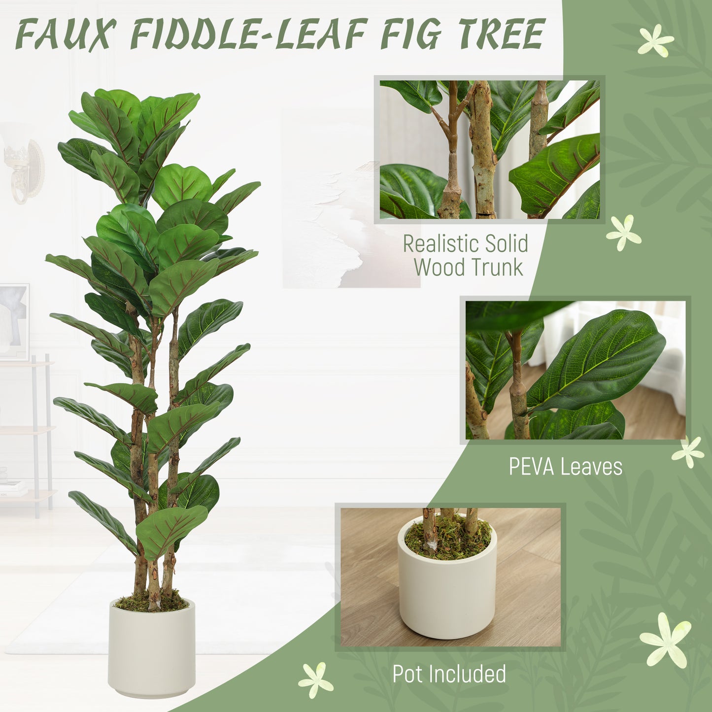 Faux figuier lyre artificiel branches ajustables