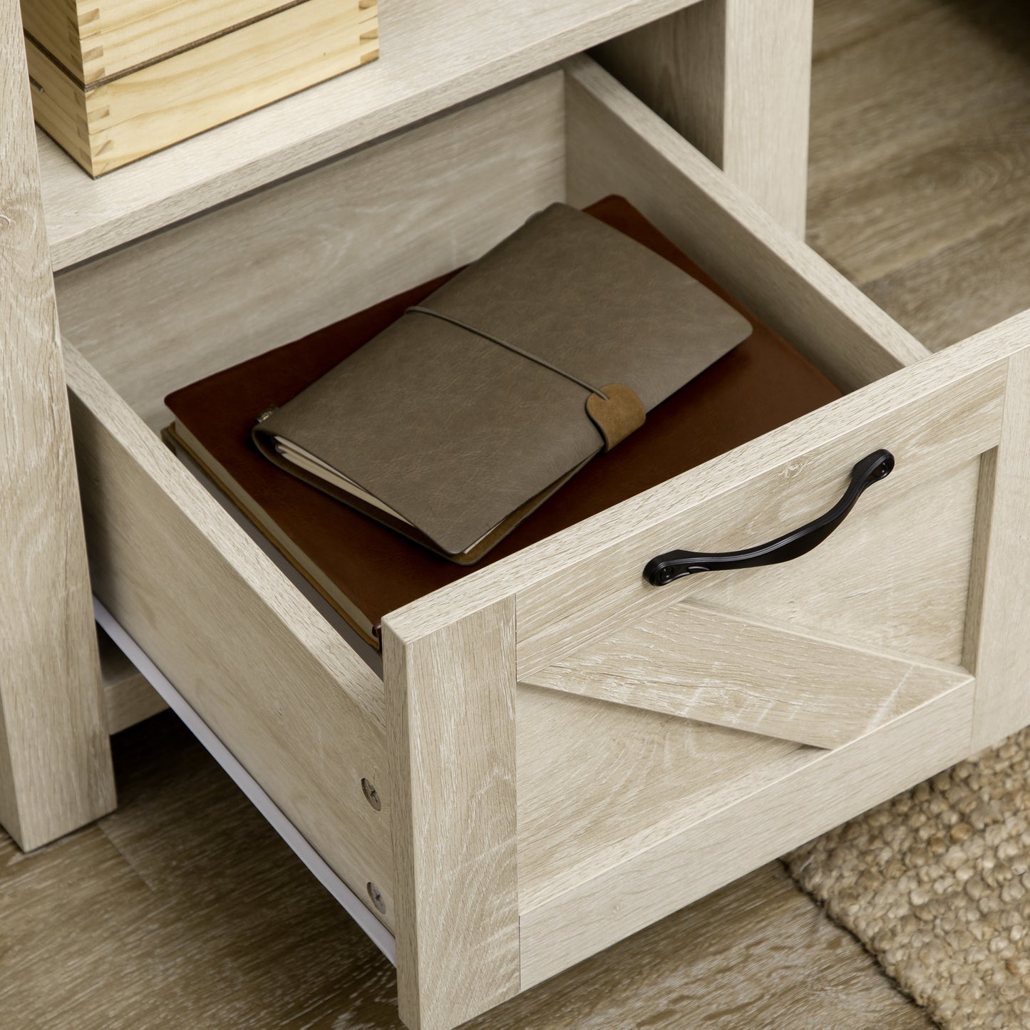 Table de chevet style fermette avec tiroir et tablette