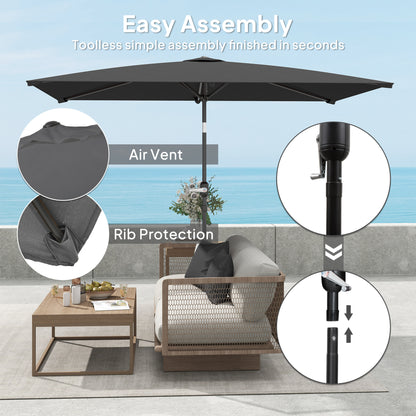 Parasol rectangulaire inclinable avec manivelle 200x290cm