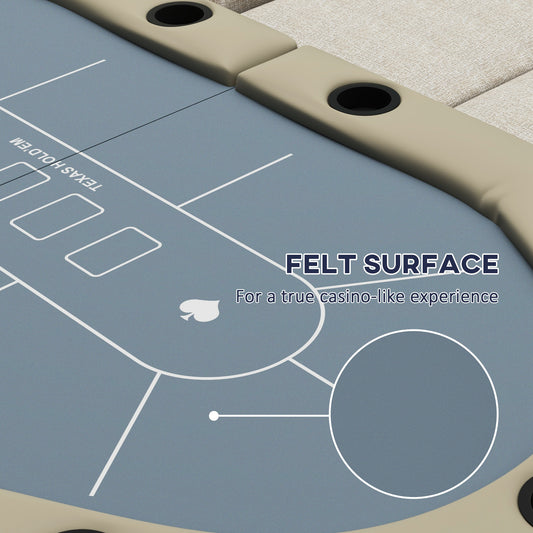 Table de poker ovale pliable 8 joueurs avec porte-verres
