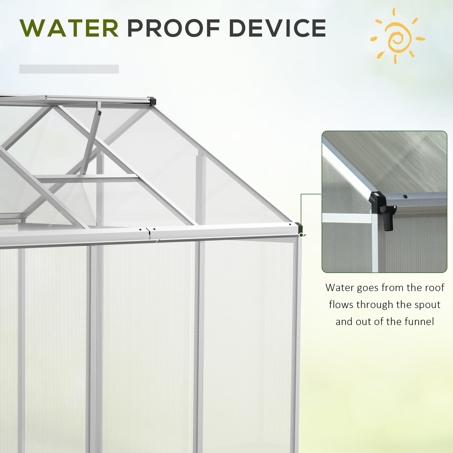 Outsunny Greenhouse 183x189x195cm Polycarbonate Aluminum with Ventilation