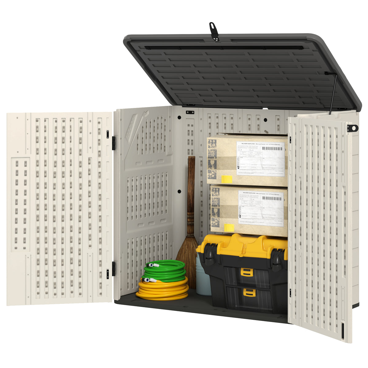 Armoire de rangement extérieur 699 L avec toit ouvrant