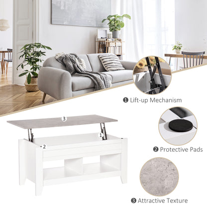 Table à café avec plateau relevable et rangement caché