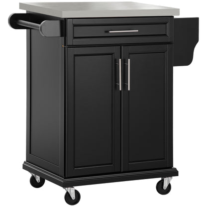 Ilot de cuisine mobile avec comptoir en acier inoxydable