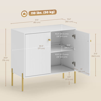 Buffet moderne avec portes cannelées et étagère réglable