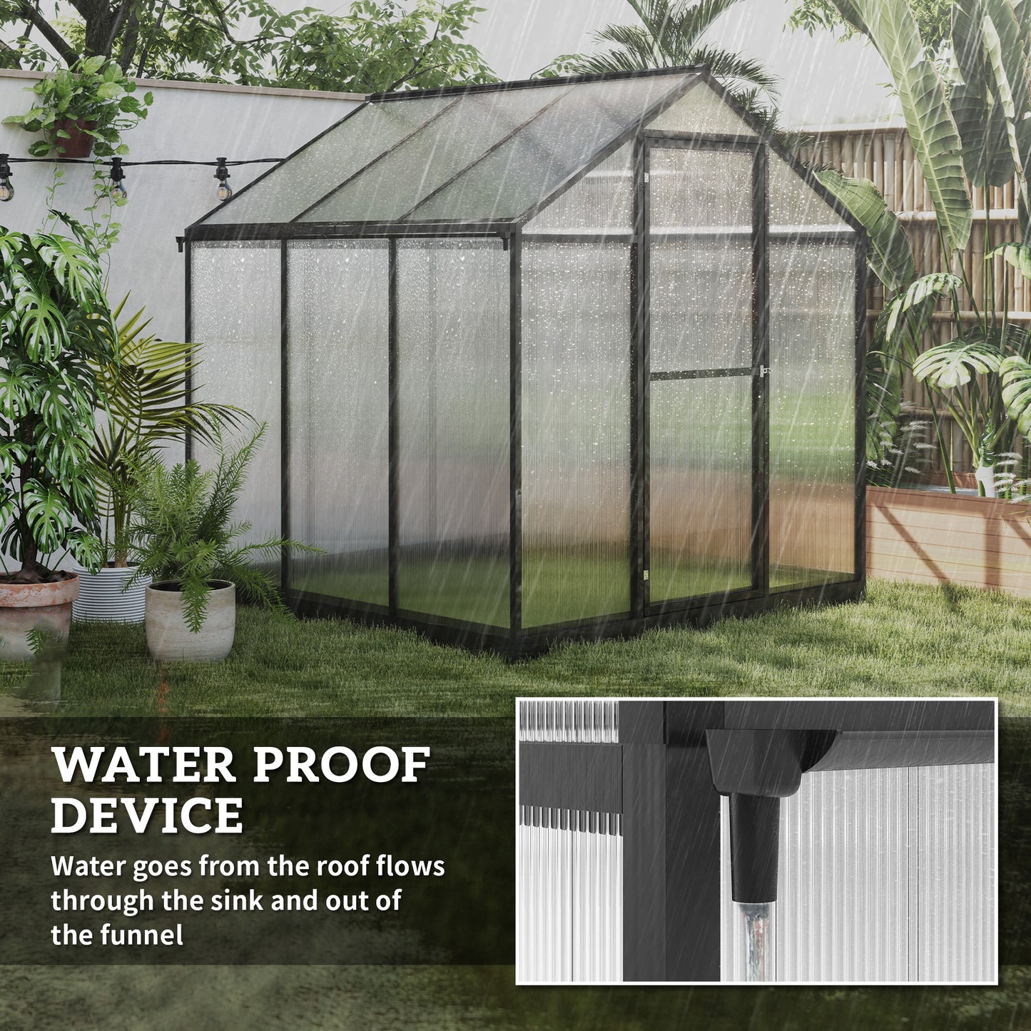  Greenhouse 183x189x195cm Polycarbonate Aluminum with Ventilation