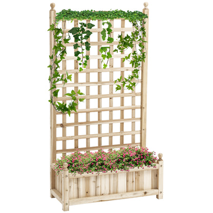 Jardinière surélevée avec treillis bois naturel