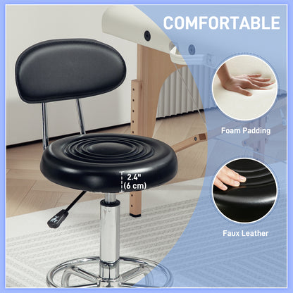 Tabouret à roulettes réglable avec dossier et pivot 360
