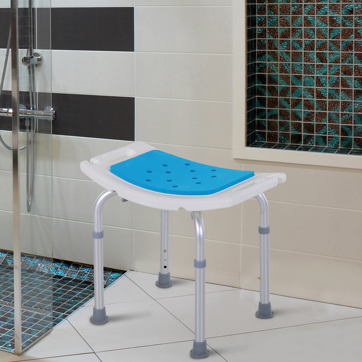 Chaise de douche réglable en hauteur — aluminium