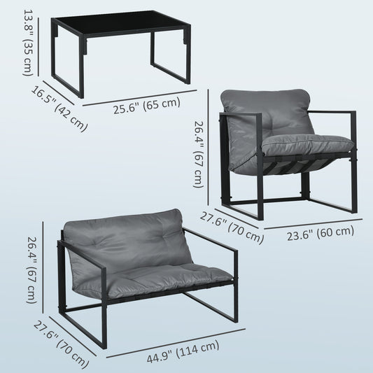 Ensemble patio conversation 4 pièces avec table verre trempé