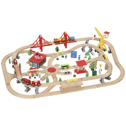 Ensemble de train en bois avec accessoires — Lot de 133