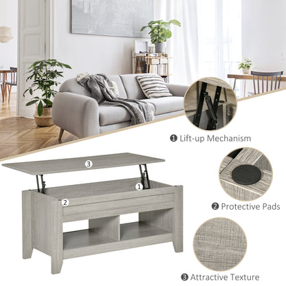 Table à café avec plateau relevable et rangement caché