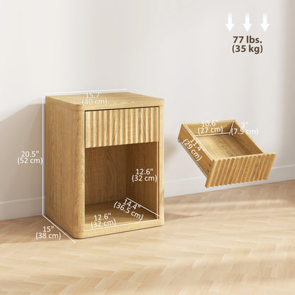 Tables de chevet modernes avec tiroir cannelé — ensemble de 2