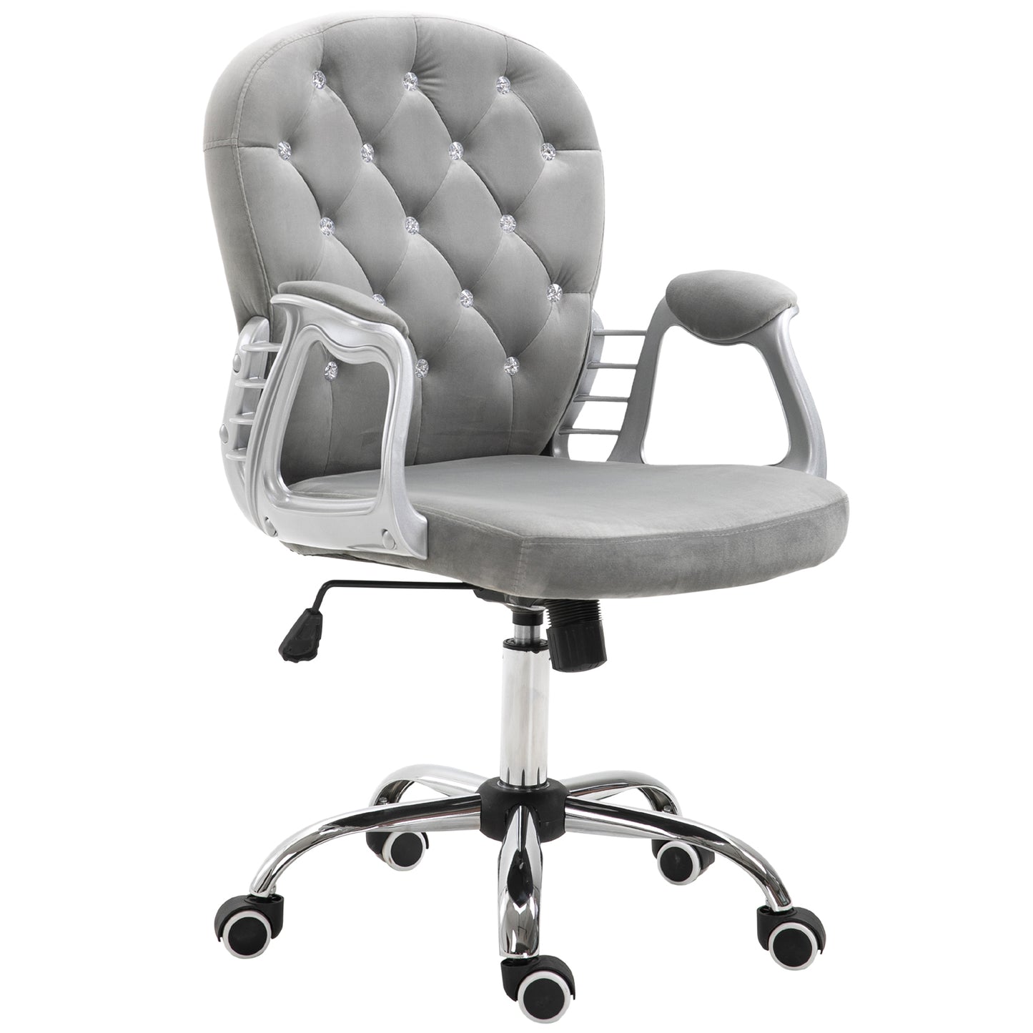 Chaise de bureau capitonnée cuir synthétique cristaux décoratifs