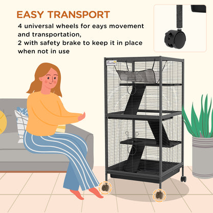 Cage à roulettes pour petits animaux 4 niveaux