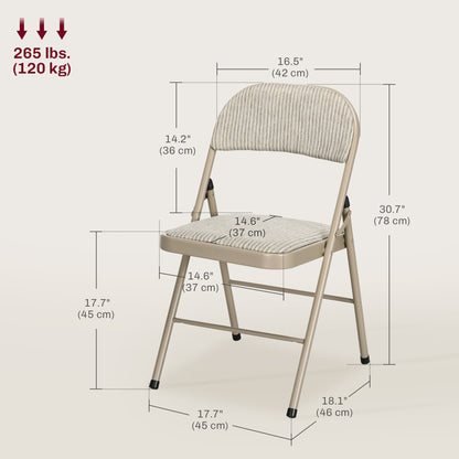Chaises pliantes rembourrées en métal — ensemble de 6