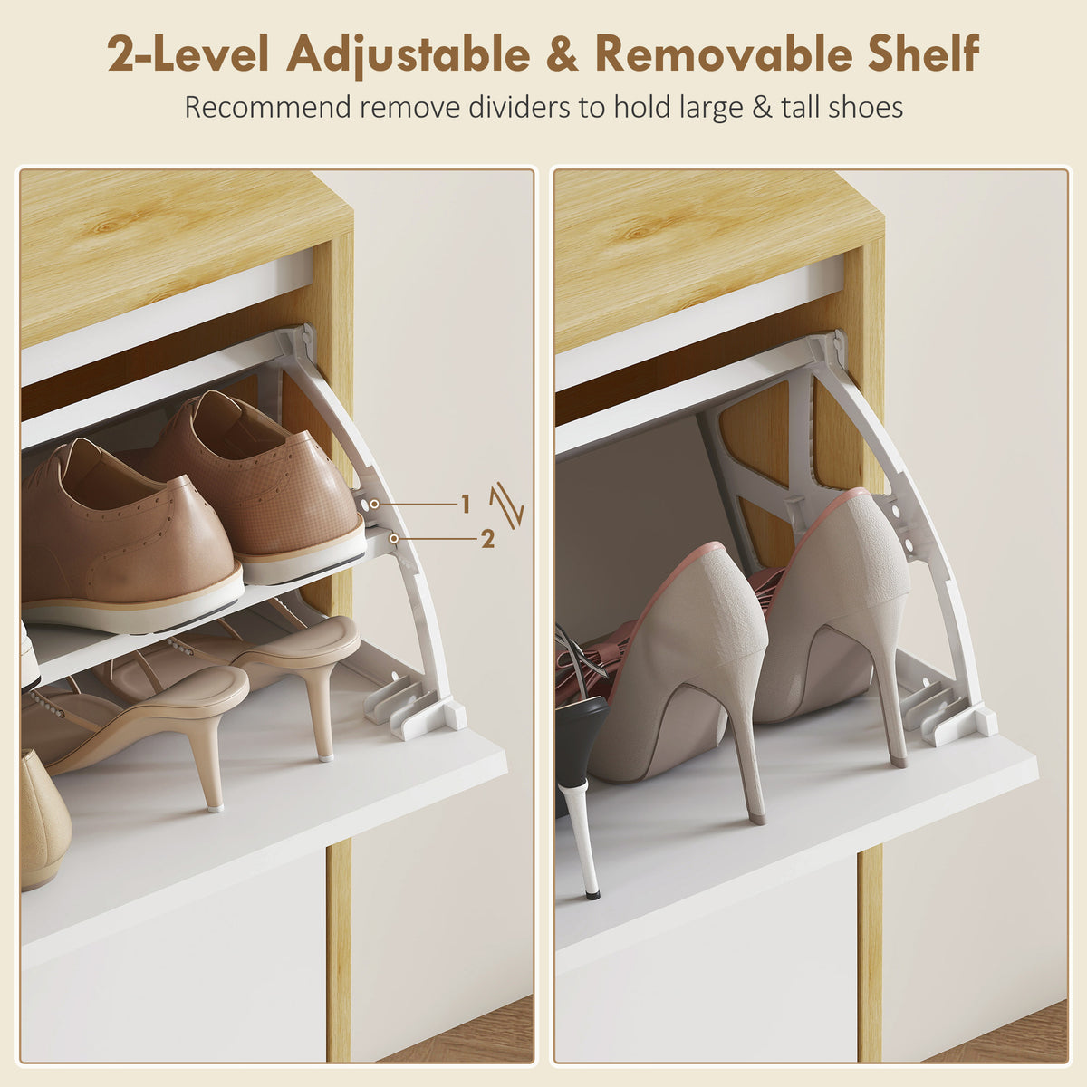 Meuble à chaussures étroit porte-chaussures moderne à rabats