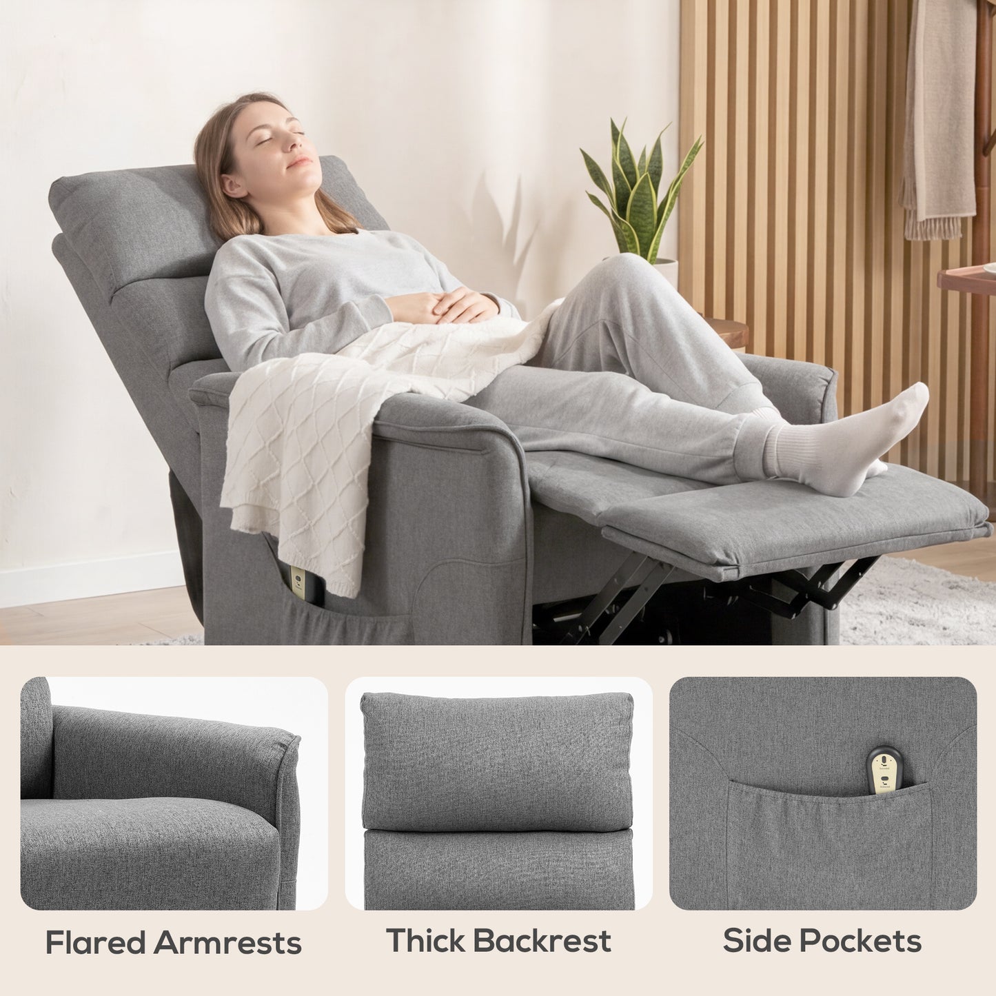 Fauteuil releveur électrique à inclinaison avec télécommande