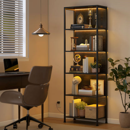 Bibliothèque autoportante 5 tablettes avec lumières LED
