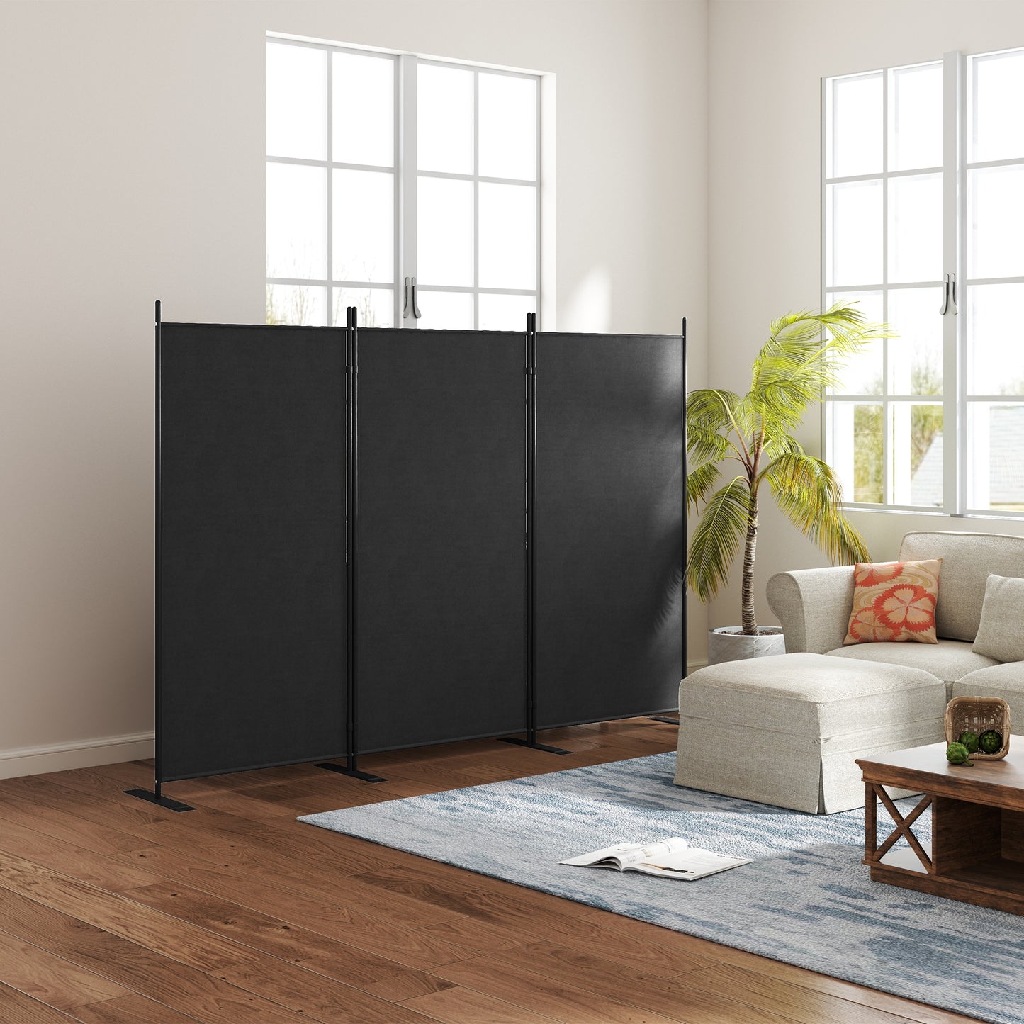 Paravent extérieur pliable 3 panneaux 177 cm — Foncé