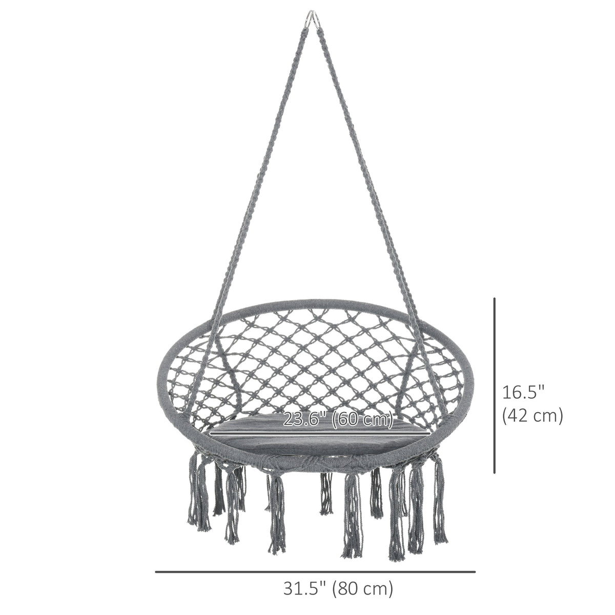 Chaise hamac suspendue bohème avec franges