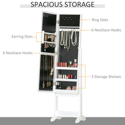 Armoire à bijoux sur pied avec miroir éclairé et LED