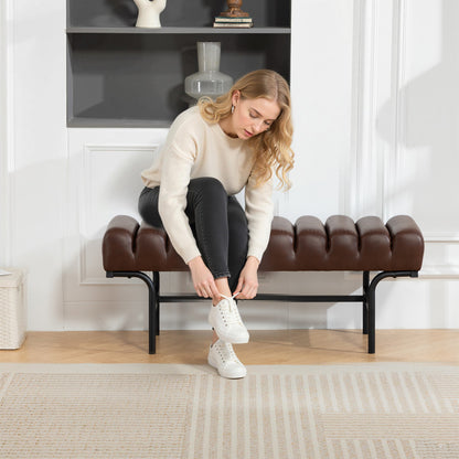 Banc de lit cylindrique en similicuir