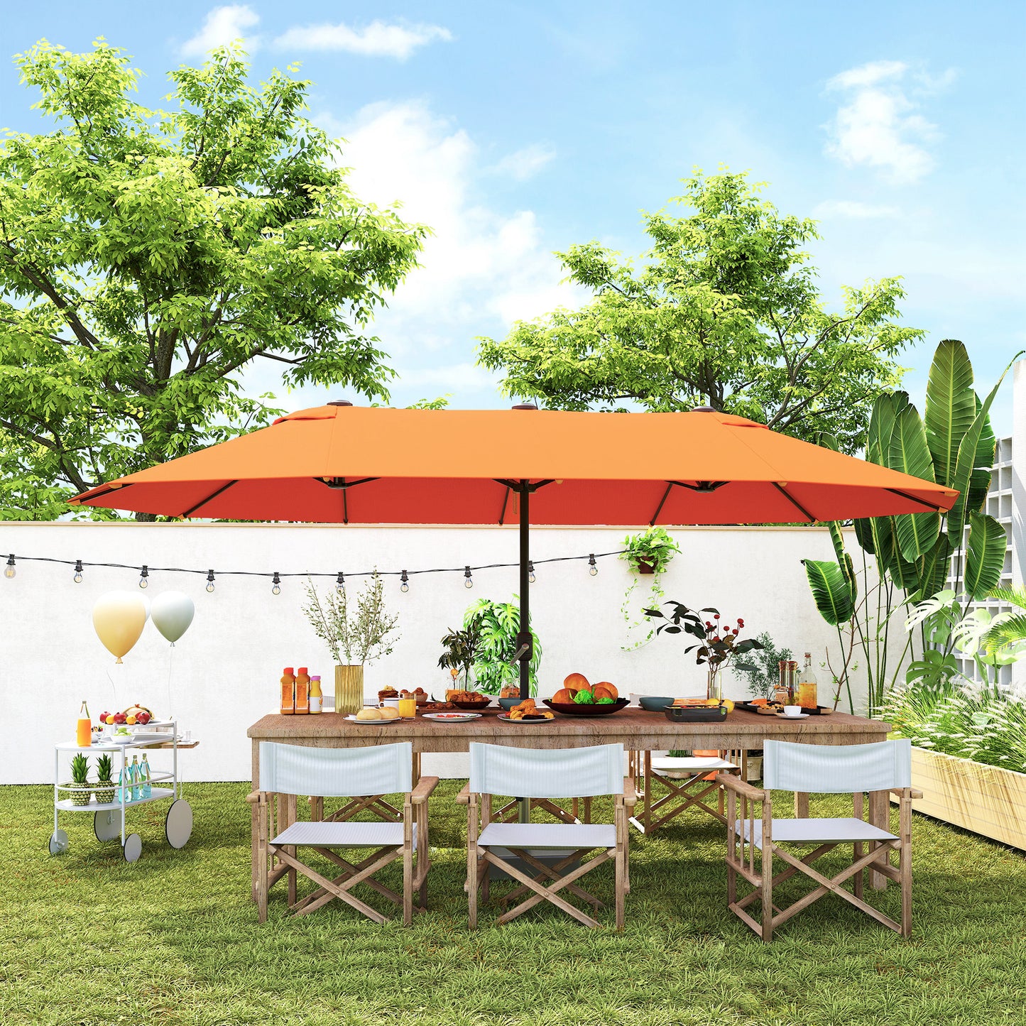 Parasol double toile manivelle — 457 cm