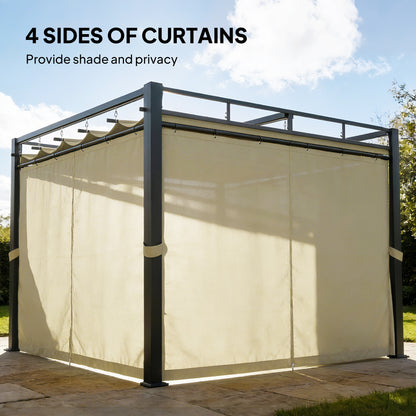 Pergola autoportante avec toit rétractable et rideaux 3×3 m