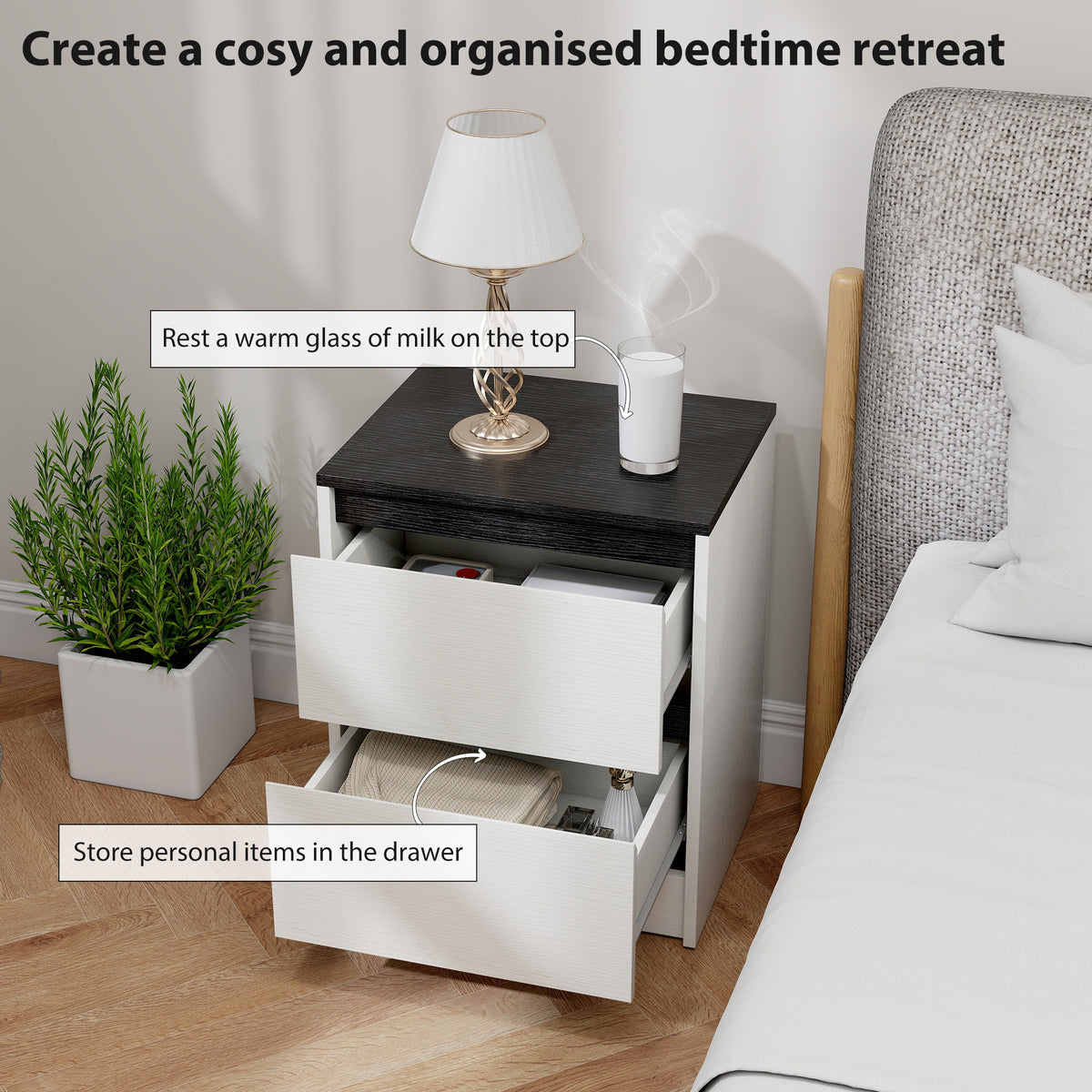 Tables de chevet modernes à tiroirs — Lot de 2