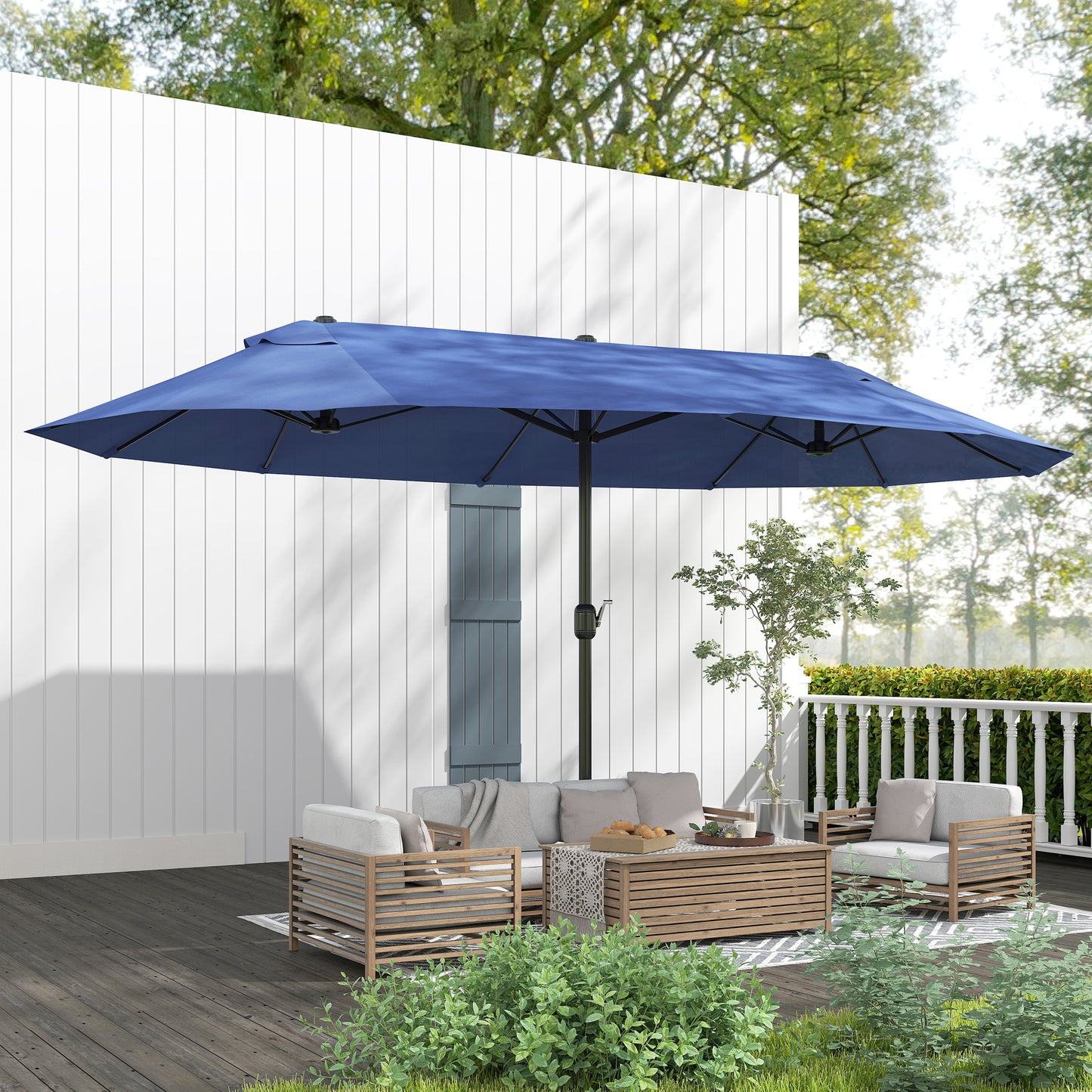 Parasol double face 4,6m avec manivelle acier