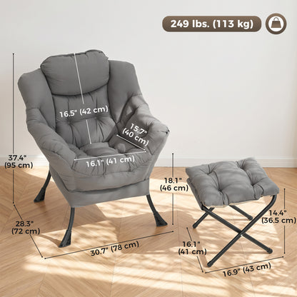 Chaise d'appoint capitonnée avec repose-pieds