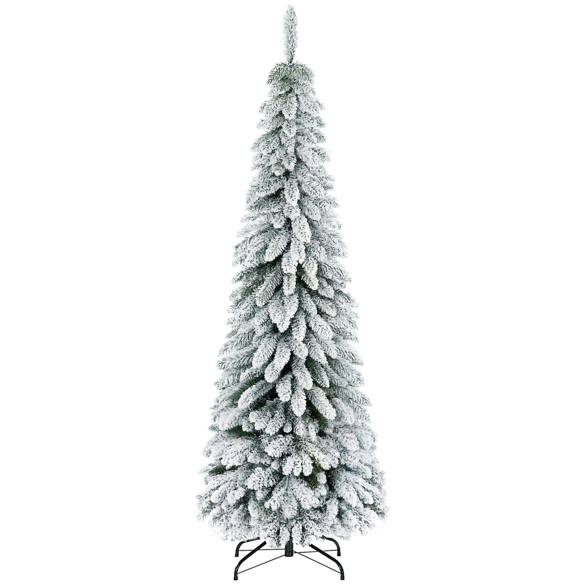 Arbre de Noel artificiel mince floque de neige 183 cm