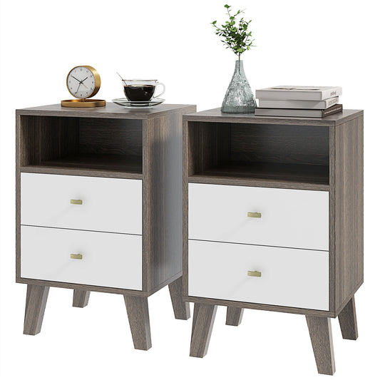 Tables de chevet modernes avec 2 tiroirs — lot de 2