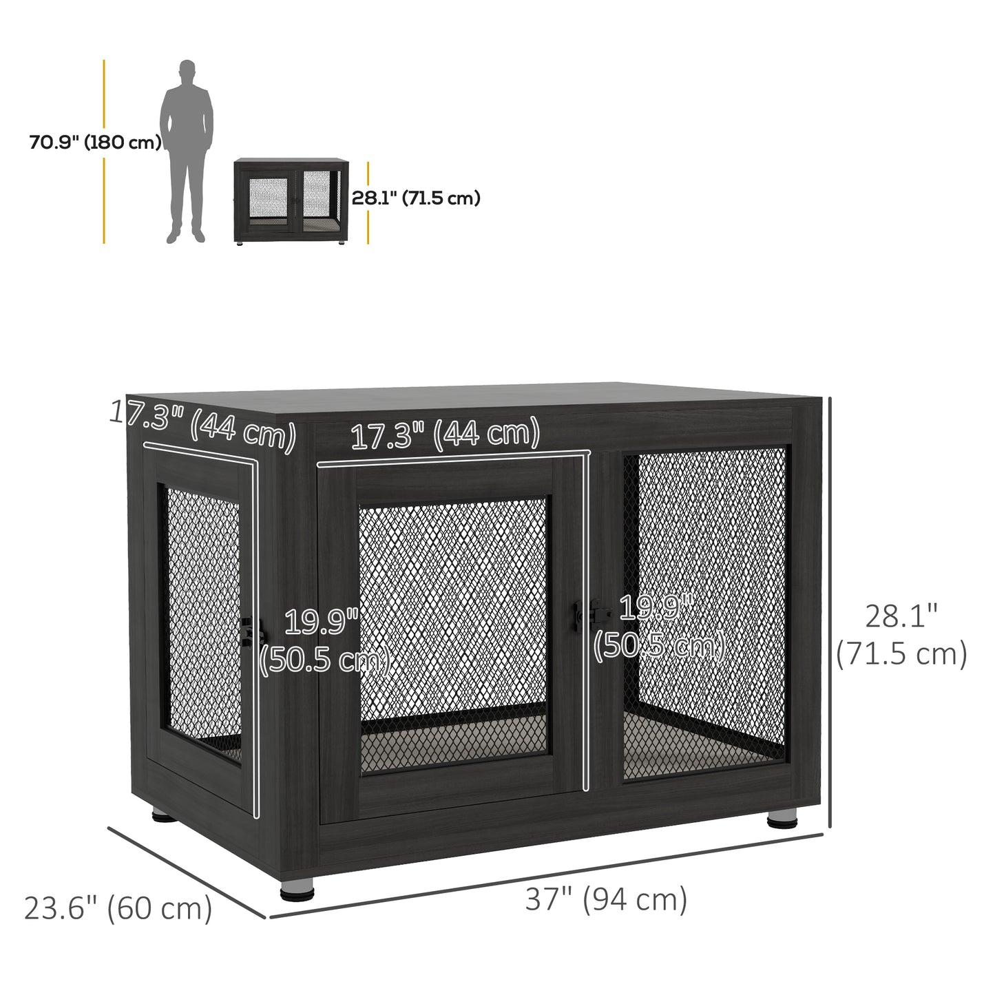 Cage chien table d'appoint coussin résistant à l'eau