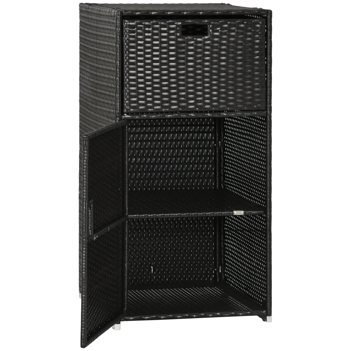 Armoire rangement patio rotin avec tiroir porte-serviettes