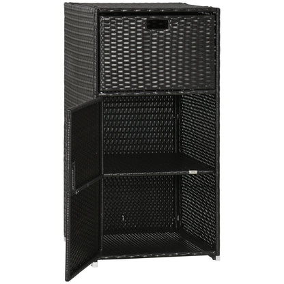 Armoire rangement patio rotin avec tiroir porte-serviettes
