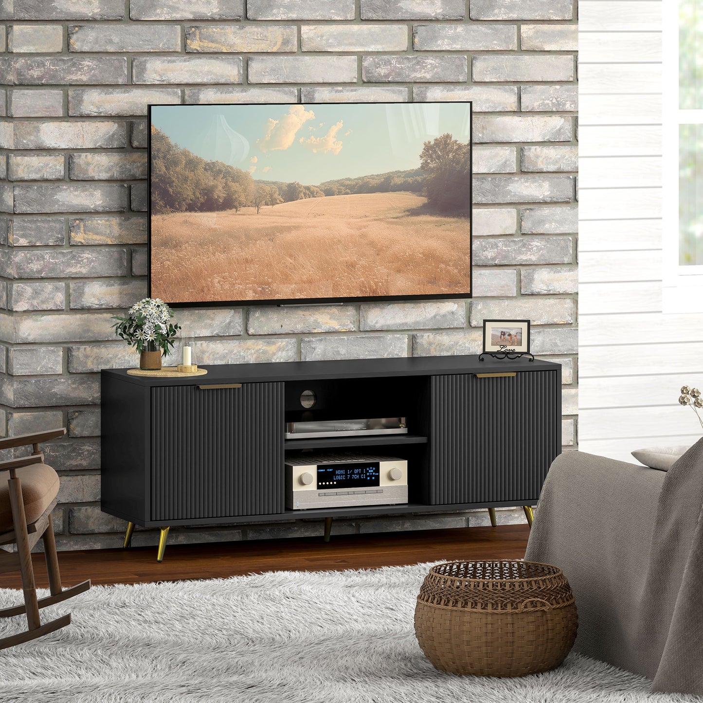 Meuble télé moderne avec rangement 55 pouces