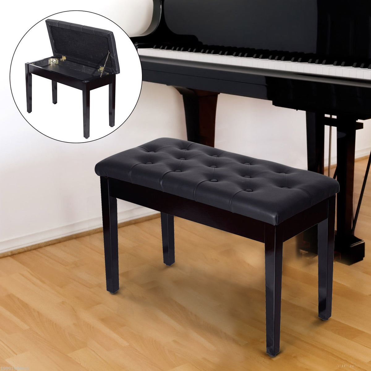 Banc de piano rembourré avec rangement