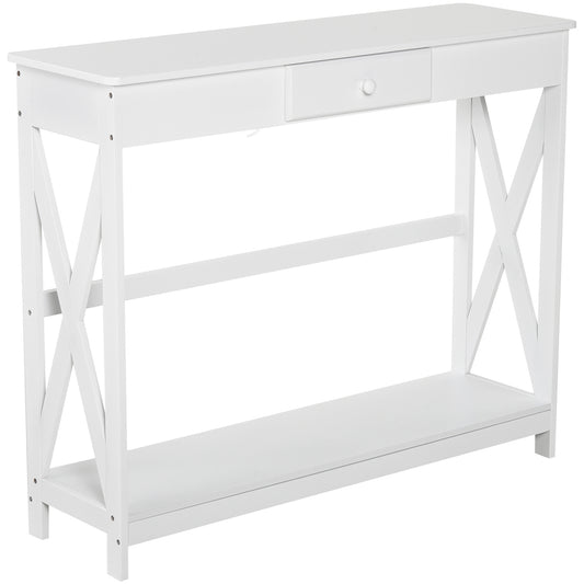 Table console Aosom 99cm à 2 niveaux avec tiroir et étagère