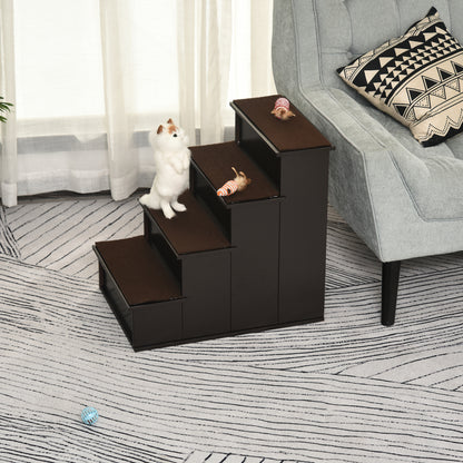 Escalier pour chien 4 niveaux bois MDF — café foncé
