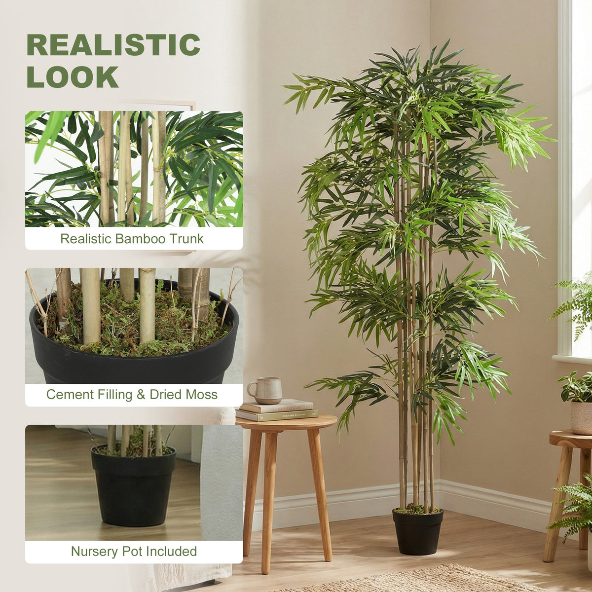 Arbre de bambou artificiel à huit troncs