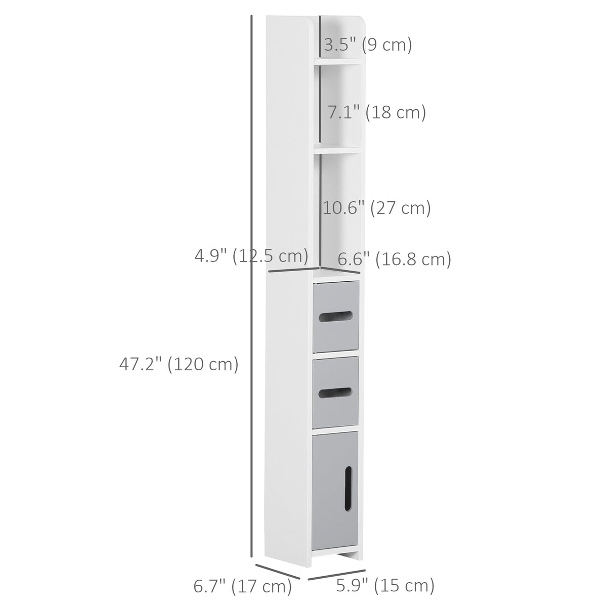 Armoire de salle de bains sur pied étroite
