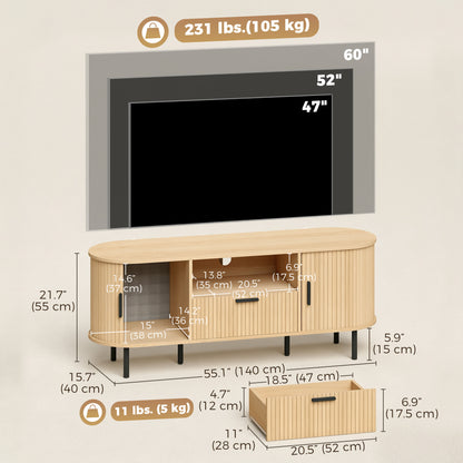 Meuble télé portes coulissantes courbées pour téléviseurs jusqu'à 60 po