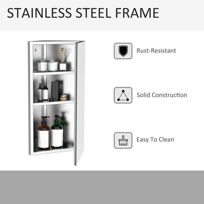 Armoire de toilette d'angle murale en acier inoxydable