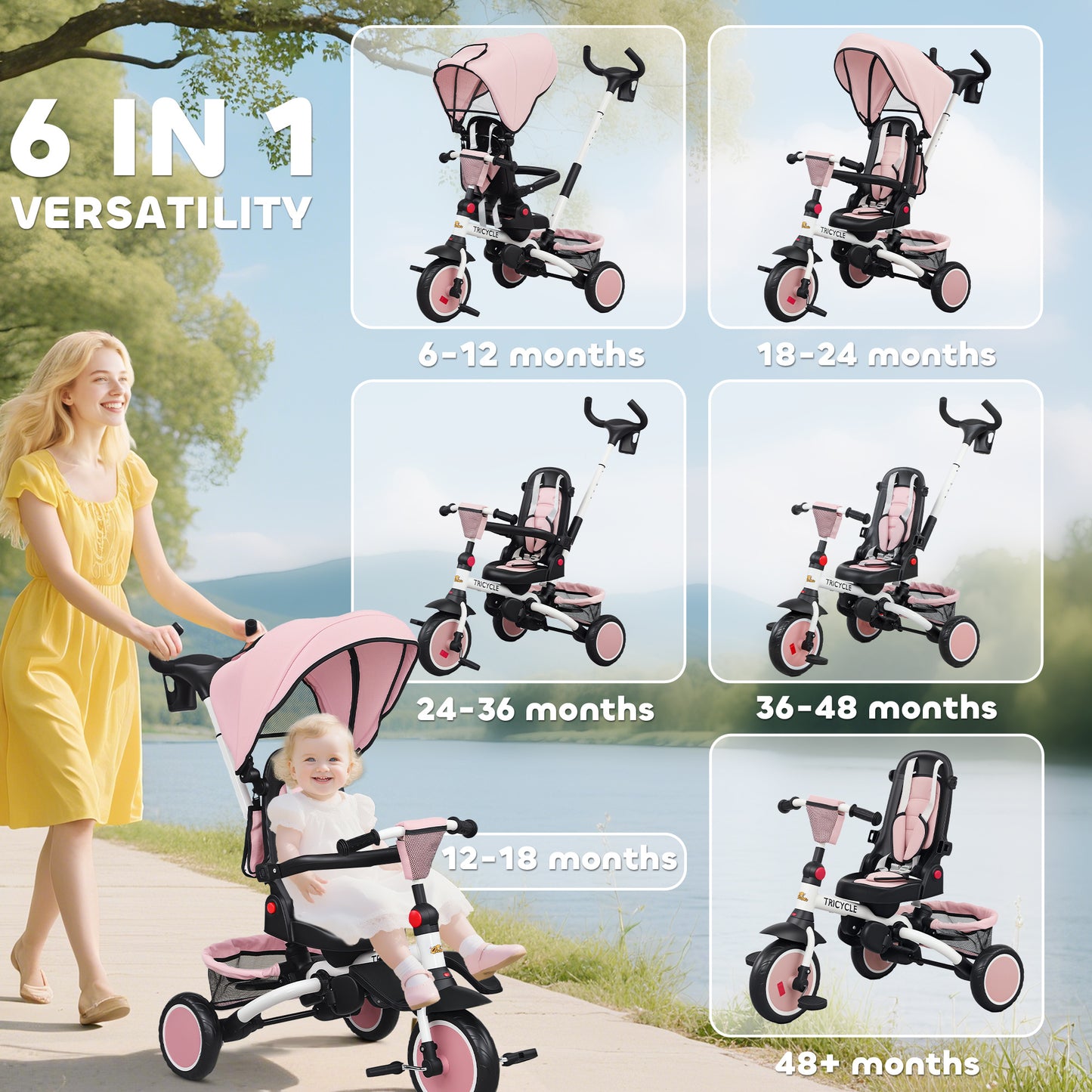 Tricycle évolutif 6 en 1 pour enfants 1-5 ans