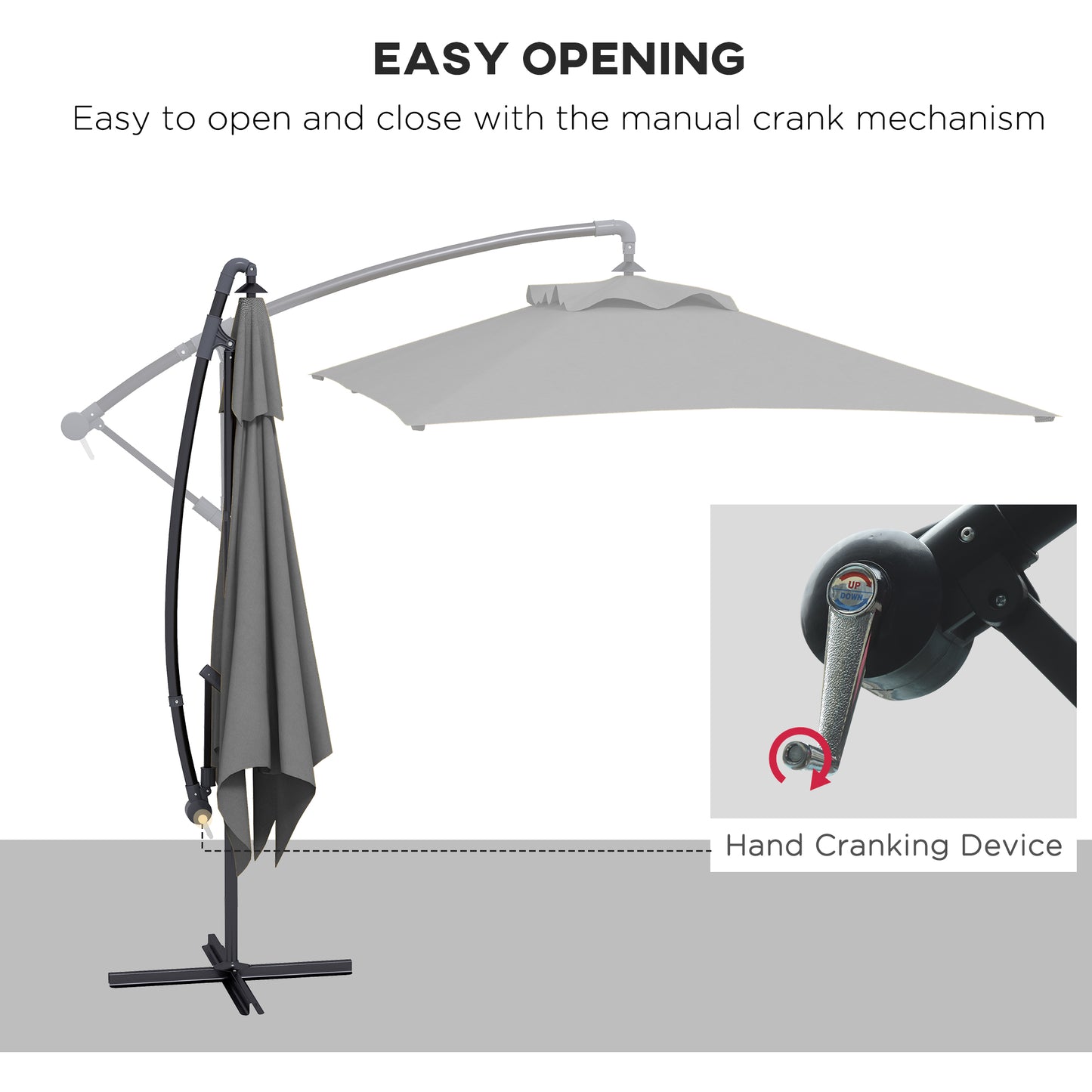 Parasol déporté 3m avec base croisée