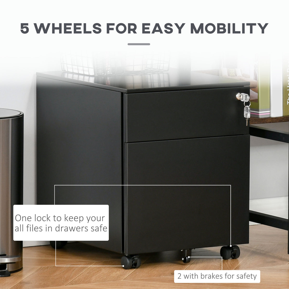 Classeur de bureau mobile en acier verrouillable