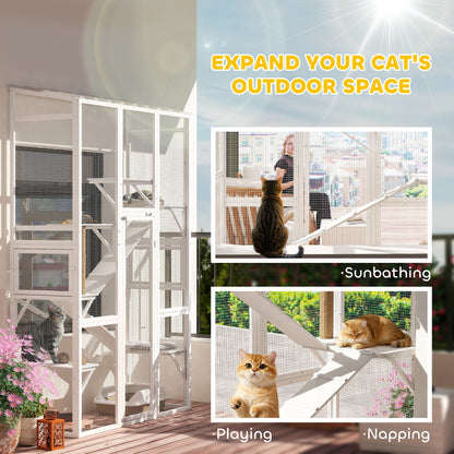 Enclos extérieur pour chat avec 6 plateformes de saut